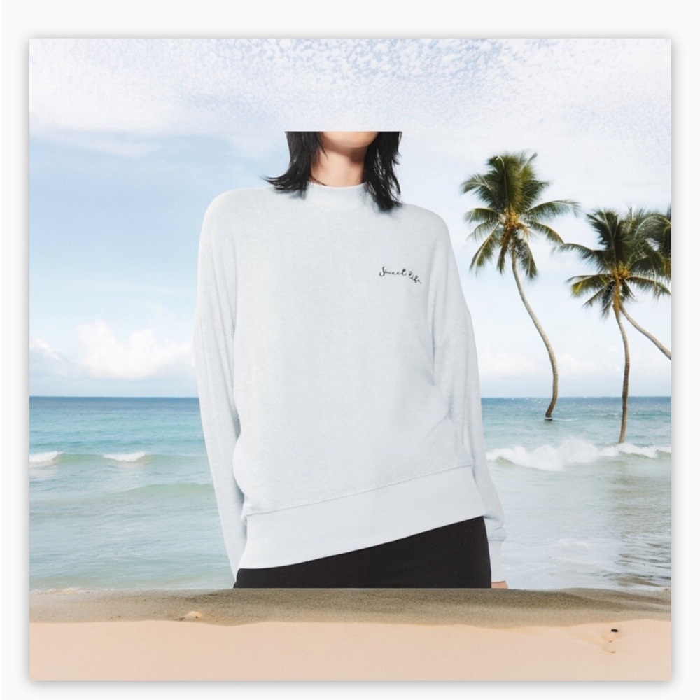 Top Shop Pale Blue Crewneck sweater -Like new “Sweetlife” Sz8 -Cozy Lake Life!☀️ - Picture 8 of 14